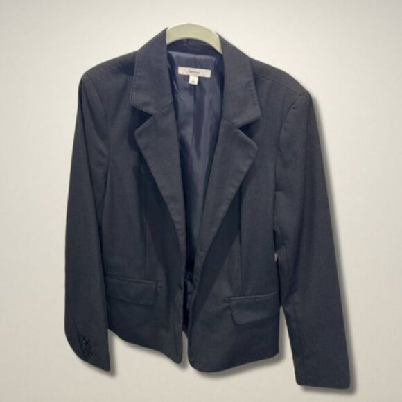 Merona Long Sleeve Blazer Notched Lapel Button Front Closure Tailored Fit Gray L - Picture 1 of 7